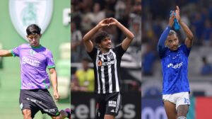 Miguelito, Gustavo Scarpa e Matheus Pereira (foto: Mourão Panda/ América, Douglas Magno/AFP e Douglas Magno/AFP)